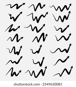 Zigzag doodle arrow freehand draw vector illustration.