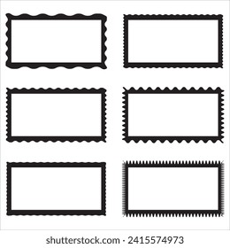 Zigzag Edge Hollow Rectangle Stroke Shapes set. 1234