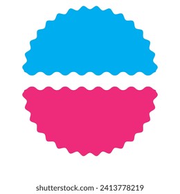 Zigzag Edge Quartered CMYK Squircle Shapes in two colors,tshirt design.