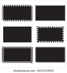 Zigzag edge rectangle frame icon set. Wavy Edge Rectangle Shapes.1234