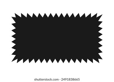 Zigzag edge rectangle silhouette shape icon. A rectangular symbol with jagged edges. Isolated on a white background.