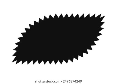 Zigzag edge round corner rectangle leaf. A rectangular shape with jagged edges. Isolated on a white background.