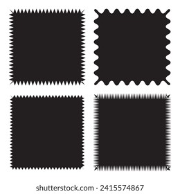  Zigzag edge Rounded Square frame icon set.