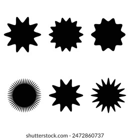 Zig-zag borde sunburst aislado sobre fondo blanco. Insignia, silueta de etiqueta. Conjunto de estallido, insignias de estallido, etiquetas, pegatinas. Estilo plano simple. Ilustración vectorial.