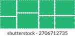 Zigzag edges set. Zigzag edge sticker set for discount labels, badges, and sale tags. Scalloped scallop edge shape rectangle, circle shape with with zigzag wavy edge. Postage stamps set