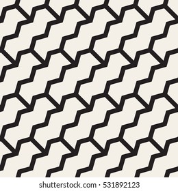 ZigZag Edgy Stripes. Abstract Geometric Background Design. Vector Seamless Black and White Pattern.