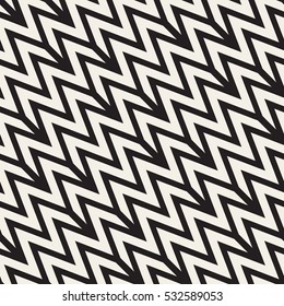 ZigZag Edgy Stripes. Abstract Geometric Background Design. Vector Seamless Black and White Pattern.