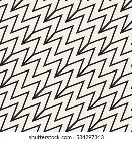 ZigZag Edgy Stripes. Abstract Geometric Background Design. Vector Seamless Black and White Pattern.