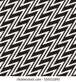 ZigZag Edgy Stripes. Abstract Geometric Background Design. Vector Seamless Black and White Pattern.