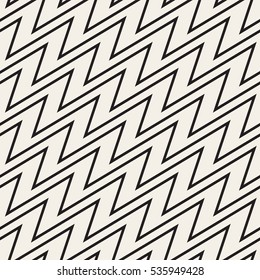 ZigZag Edgy Stripes. Abstract Geometric Background Design. Vector Seamless Black and White Pattern.
