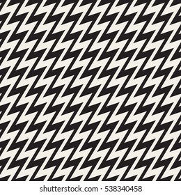 ZigZag Edgy Stripes. Abstract Geometric Background Design. Vector Seamless Black and White Pattern.