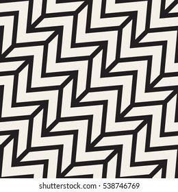 ZigZag Edgy Stripes. Abstract Geometric Background Design. Vector Seamless Black and White Pattern.