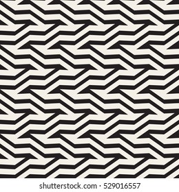 ZigZag Edgy Stripes Optical Illusion Effect. Abstract Geometric Background Design. Vector Seamless Black and White Pattern.