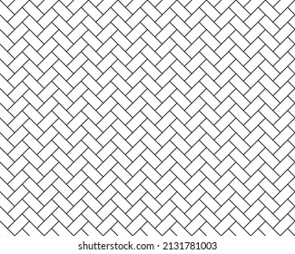 Zigzag floor seamless pattern. Herringbone flooring design. Wooden parquet design texture. Realistic diagonal texture. Black and white vector illustration.
