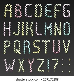 Zigzag font, Part 1/2, full abc, vector