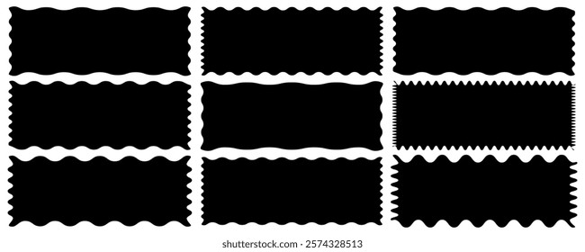 Zigzag frame set. square rectangle shape frame with zigzag edge. Different shapes and sizes frame with zigzag edge. 