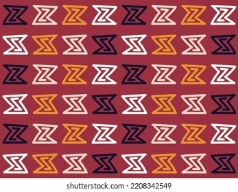 Zigzag Trazo a mano alzada Impresiones de tela azteca Diseño patrón sin costura Geométrica Afro-Americana ilustraciones de vector tradicional oriental. Estilo bordado.