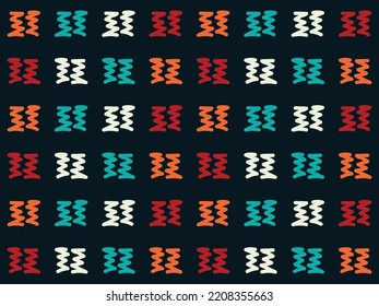 Zigzag Freehand Pattern Navajo Fabric Seamless Pattern Design Geometric African American oriental traditional vector illustrations. Embroidery style.