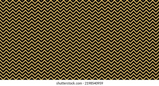 Zigzag geometric pattern. Seamless zig zag vector fashion texture. Retro fashion background. Gold on black.