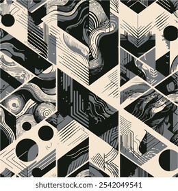 Zigzag geometric seamless pattern. Modern op art striped abstract background. Vector illustration.