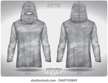 Zigzag gray camouflage pattern design, illustration, textile background for sports t-shirt, football jersey shirt mockup for football club. consistent front view