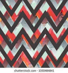 Zigzag grunge seamless pattern