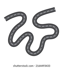 Zigzag highway road icon, racing map symbol isolated on white background