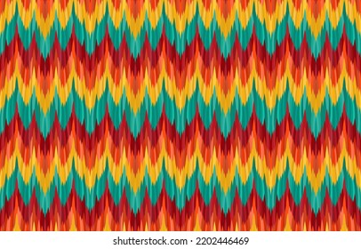 Zigzag ikat patterns. Geometric tribal vintage retro style. Ethnic fabric ikat seamless pattern. Indian navajo aztec african ikat print vector. Design for backdrop texture wallpaper clothing textile.