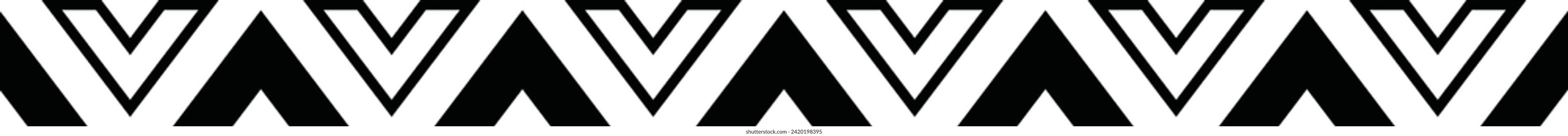 Imagen de Zig-zag Recortar imágenes de material, patrón triangular brillante Imágenes de material de corte, pegatinas de doodle de borde tribal, diseño geométrico en blanco y negro, vector de broche de ilustrador tribal, patrón azteca marrón