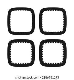 Zigzag inside edge squircle stroke shapes. A geometric shape that is a mathematical intermediate between a square and a circle with jagged edges.