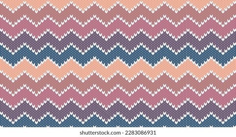 Zigzag knitting pattern, Festive Sweater Design. Seamless Knitted Pattern