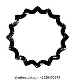 Zigzag Label Stamp Frame – Black Ink Grunge Style