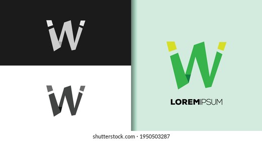 letra zigzag w conjunto de logotipo plantilla vectorial