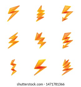 Zigzag Lightning Bolt Icon Set Cartoon Stock Vector (Royalty Free ...