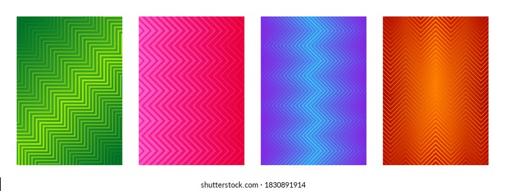 Colección de diseño de fondo de línea Zigzag. Plantillas textura lineal para tarjeta de visita, diseño de portada, folleto, páginas corporativas, afiche, banner, conjunto de diseño web. Ilustración vectorial.