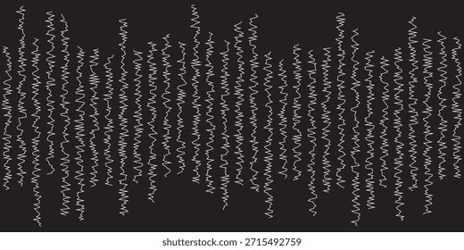 Zigzag line collection. Wavy and curved patterns. Simple white strokes. Seamless vertical. Vektor illustration.