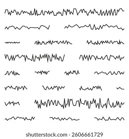 Zigzag line icon. Abstract waveform shape. Dynamic distortion pattern. Black vector design.