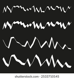 Zigzag line pattern. Black jagged vector. Abstract irregular shape. Graphic wave design.