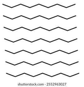 zigzag line pattern on black. Wave line ,wavy pattern and squiggly horizontal curvy line. Abstract style zigzag line. Vector illustration. 333