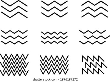 zigzag line wave pattern set