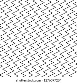 Zigzag lines background. Curves image. Linear backdrop. Digital paper, textile print, web design. Seamless pattern. Jagged stripes motif. Triangular waves ornament