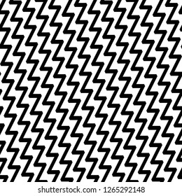 Zigzag lines background. Jagged stripes motif. Triangular waves ornament. Curves image. Linear backdrop. Digital paper, textile print, web design. Seamless pattern