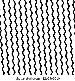 Zigzag lines background. Jagged stripes motif. Triangular waves ornament. Curves image. Linear backdrop. Digital paper, textile print, web design. Seamless pattern.