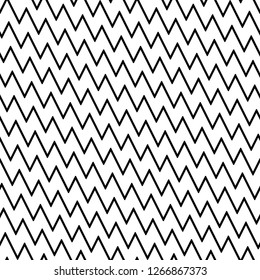 Zigzag lines background. Jagged stripes motif. Triangular waves ornament. Curves image. Linear backdrop. Digital paper, textile print, web design. Seamless pattern