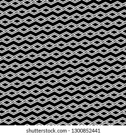 Zigzag lines, diamonds background. Tribal backdrop. Ethnic motif.Digital paper, textile print, web design. Seamless pattern. Jagged stripes, rhombuses ornament.