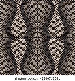 Las líneas de zigzag eclosionan el patrón de las ondas texturadas sin fisuras. Moderno zag de zag de zag ornamental de fondo vectorial. Fondo de repetición ornamental de semitono. Las líneas onduladas estiran una textura interminable.
