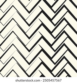Zigzag lines. Jagged stripes. Seamless surface pattern design with triangular waves ornament. Repeated chevrons wallpaper. Digital paper for page fills, web designing, textile print. Vector art.