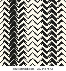 Zigzag lines. Jagged stripes. Seamless surface pattern design with triangular waves ornament. Repeated chevrons wallpaper. Digital paper for page fills, web designing, textile print. Vector art.