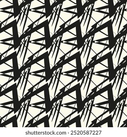 Zigzag lines. Jagged stripes. Seamless surface pattern design with triangular waves ornament. Repeated chevrons wallpaper. Digital paper for page fills, web designing, textile print. Vector art.