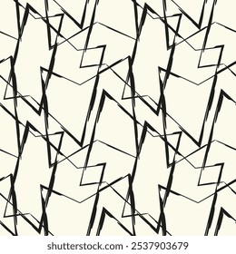 Zigzag lines. Jagged stripes. Seamless surface pattern design with triangular waves ornament. Repeated chevrons wallpaper. Digital paper for page fills, web designing, textile print. Vector art.